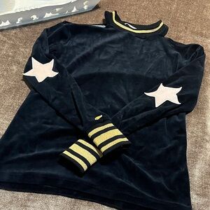 C&C California Black Velvet Off the Shoulder Sweatshirt - Size XS